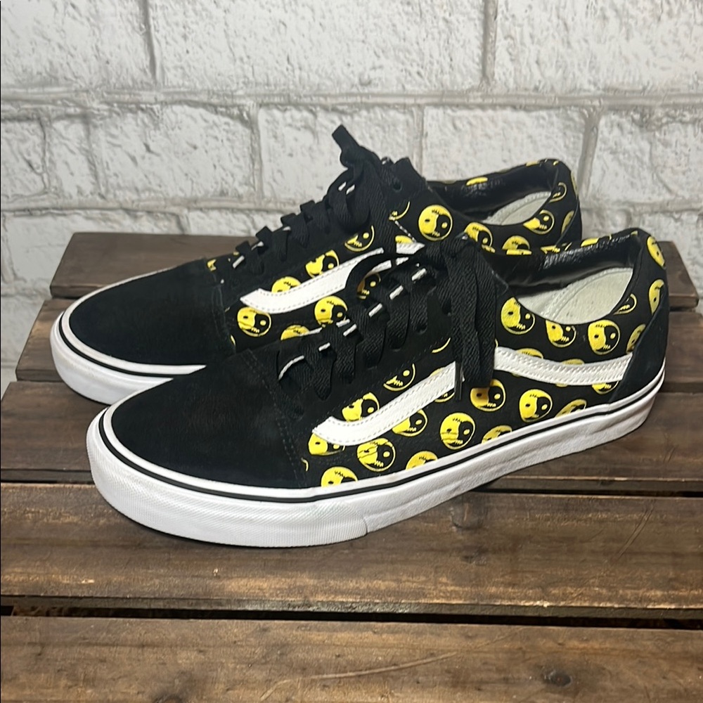 Vans Old Skool Daze Later Sappy Face Black and Yellow Ying Yang Sneakers